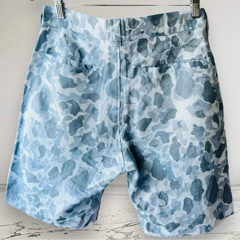 Japanese Linen Mens Blue Camouflage 2pc Matching Set Blazer and Short Size M